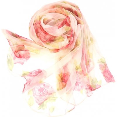 BoSETA S.r.l. Italy hedvábná šála s růžemi v jemně růžovém nádechu – Sleviste.cz