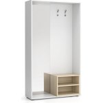 Plan Šatní stěna Border s botníkem a zrcadlem 2 háčky bílá dub přírodní – Sleviste.cz