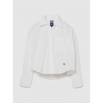 GAP Crop popelínová oversize košile Bílá – Zboží Dáma
