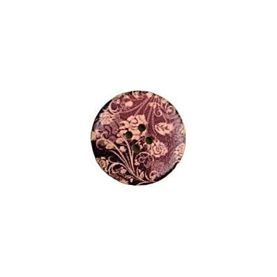 Knoflík dřevěný - černý s květy (prům. 3,0 cm) – Sleviste.cz