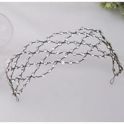B-TOP Síťovaná čelenka do vlasů zdobená krystaly nebo perlami Druh barvy: Stříbrná – Zboží Dáma