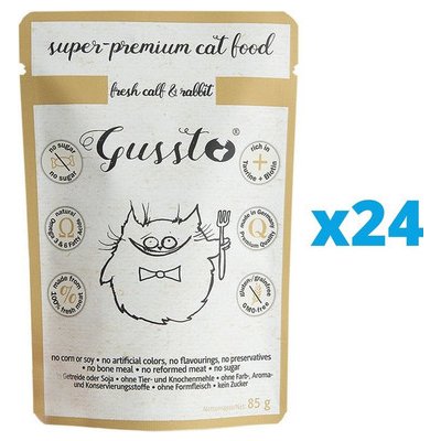 GUSSTO Cat Fresh Calf & Rabbit 24 x 85 g