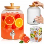 SuperButelki Džbán Sklenice s kohoutkem, rýhovaný, bambusové víko, 5 l – Sleviste.cz