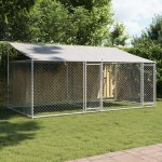 vidaXL Klec pro psy se střechou a dvířky šedá 400 x 200 x 200 cm pozinkovaná ocel 9799.3209563 – HobbyKompas.cz