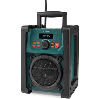 NEDIS digitální pracovní rádio/ stolní/ výkon 15W/ DAB+/ FM/ Bluetooth/ IP65/ napájení z baterie/síťové/ černo-zelené – Sleviste.cz