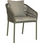 Stern Stohovatelné jídelní křeslo Jella 62x65x88 cm, rám lakovaný hliník olive, lankový výplet olive, polstry 100% akryl Pearl Grey – Zboží Dáma