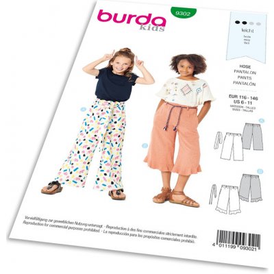 Střih Burda 9302 - Dětské letní kalhoty – Sleviste.cz