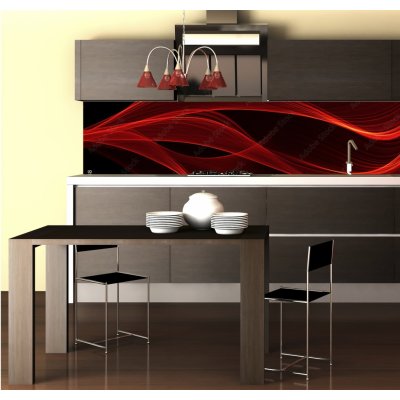 WEBLUX 103835138 Fototapeta do kuchyně fólie red glow energy wave. lighting effect abstract background with c červená zářivá energetická vlna. světelný efekt abstraktní rozměry 260 x 60 cm