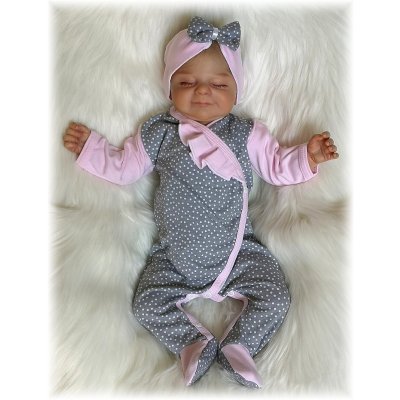 Kojenecký zavinovací overal Bílý puntík růžový – Zboží Dáma