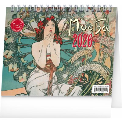 stolní Alfons Mucha, 16,5 x 13 cm 2026 – Zboží Dáma