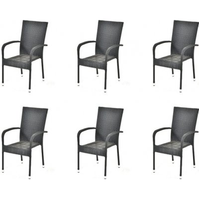 IWHOME Ratanová židle MADRID antracit IWH-1010002 sada 6ks – Zboží Mobilmania