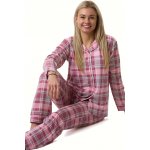 Pyžamo dámské měkké hřejivé růžové mauve káro 1B2370 růžová S – Zbozi.Blesk.cz