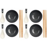 Kinvara Sushi sada HAPPLO miska lžíce a hůlky černá 4 ks – Sleviste.cz