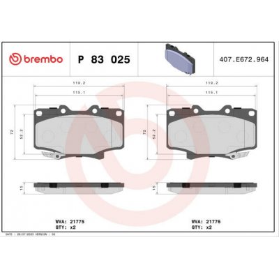 Sada brzdových destiček, kotoučová brzda BREMBO P 83 025 | Zboží Auto