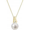Přívěsky Evolution Group CZ Zlatý 14 karátový náhrdelník s bílou říční perlou a briliantem 92PB00031
