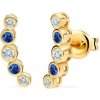 Náušnice Savicki žluté zlato diamanty modré safíry SAVMAYK1000101645