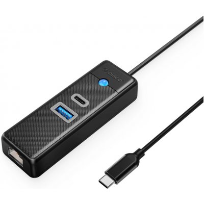 USB rozbočovač Orico PW3UR25-C3, 3 porty: 1x USB-A 3.0, 1x USB-C 3.0, 1x RJ45 2,5G Ethernet, 1 m – černý – Hledejceny.cz
