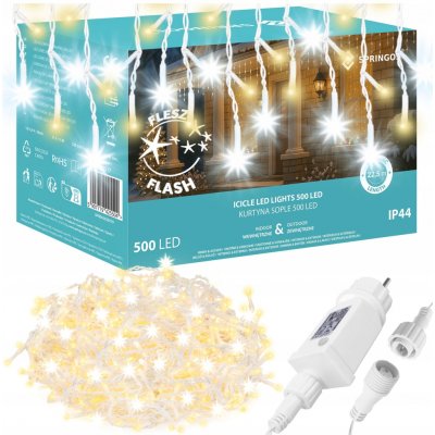 SPRINGOS LED krápníky 22,5m 500LED IP44 teplá bílá + záblesky – Zboží Dáma