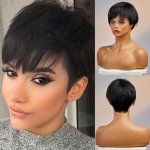 Černá krátká paruka z pravých a umělých vlasů Demi – Zboží Dáma Černá krátká paruka z pravých a umělých vlasů Demi – Zboží Dáma