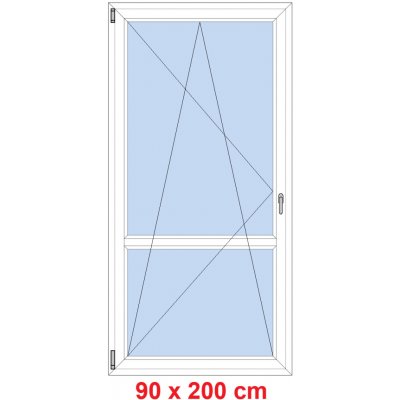 Soft Balkonové dveře s příčkou otevíravé a sklopné Antracit struktura/Antracit struktura levé 90 x 200 cm – Hledejceny.cz