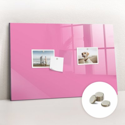 tulup Magnetická Tabule na Zeď Skleněná - Memo Board Kleněnou Přední Stranou - 5 magnetů v balení - 60 x 40 cm - Růžová barva
