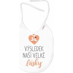 Baby Nellys Nepromokavý bryndáček, 24 x 27 cm - Výsledek naší velké lásky - bílý