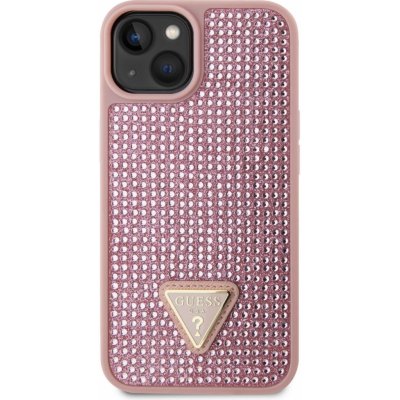 Pouzdro Guess Rhinestones Triangle Metal Logo iPhone 14 růžové – Zboží Mobilmania