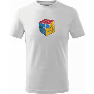 Rubikova kostka kreslená tričko dětské bavlněné bílá – Sleviste.cz