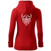 Dámská mikina s potiskem Viking logo dámská mikina trendy zipper s kapucí Červená