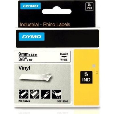 DYMO vinylová páska RHINO D1 9 mm x 5,5 m, černá na bílé, S0718580 – Zbozi.Blesk.cz