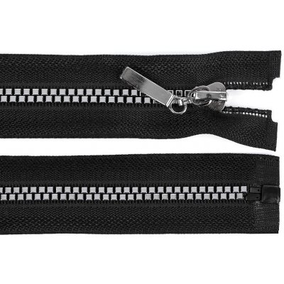 Prima-obchod Kostěný zip No 5 délka 20 cm čtvercové zoubky, barva černá stříbrná – Zboží Mobilmania