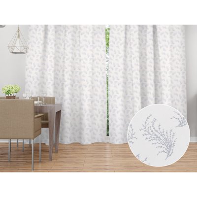 Biante Dekorační závěs Sofia SF-009 Stříbrné větvičky na bílém 150x210 cm – Hledejceny.cz