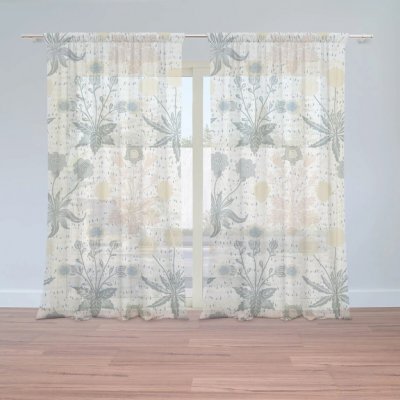 Sablio Záclony Šedé květiny: 2ks 150x250cm – Hledejceny.cz