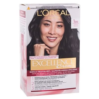 L'Oréal Paris Excellence Creme Triple Protection barva na vlasy na barvené vlasy černá 48 ml – Zboží Mobilmania