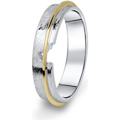 Danfil prsten DF19 P žluté bílé 585/1000 bez kamene povrch ice – Zboží Mobilmania
