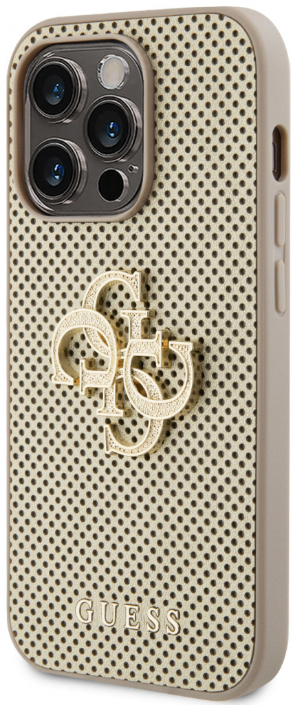 Guess PU Perforated 4G Glitter Metal Logo Apple iPhone 15 Pro Max zlaté