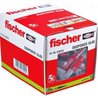 Fischer DUOPOWER 10x80 mm (balení 25 ks) - univerzální uzlovací hmoždinky, prodloužené – Zboží Mobilmania