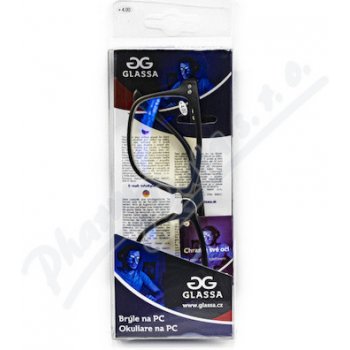 GLASSA Blue Light Blocking Glasses PCG 07, dioptrie: +4.00 černá