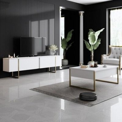 Hanah Home Living Room Furniture Set Luxe Set White Gold White Gold