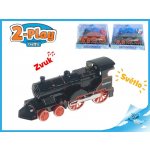 Lokomotiva kov 14cm zpětný chod na baterie se světlem a zvukem 2barvy 2 Play v krabičce – Zboží Dáma