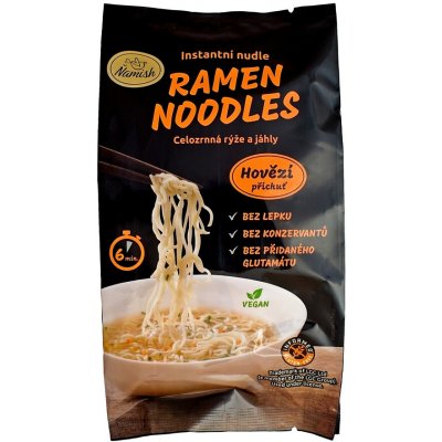 Ňamish Instantní nudle celozrnná rýže a jáhly hovězí bez lepku 57 g – Sleviste.cz