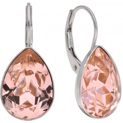 Swarovski Elements Pear stříbrné visací oranžovo-růžové slzičky kapky 31242.3 Blush Rose starorůžová oranžová antique vintage – Zboží Mobilmania