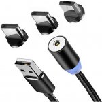 Magnetický nabíjecí kabel 3v1 mikro-USB, Lightning, USB-C 2,4A - Černá – Zboží Živě
