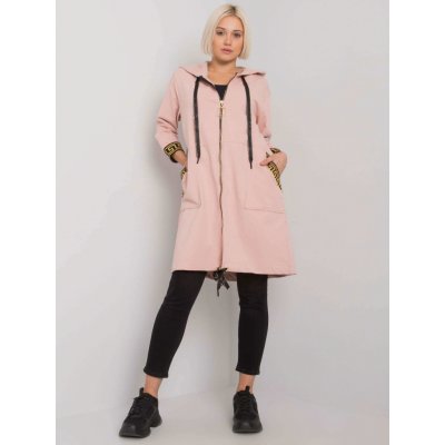 světle růžová dámská delší mikina na zip RV BL 6792.02P LIGHT PINK