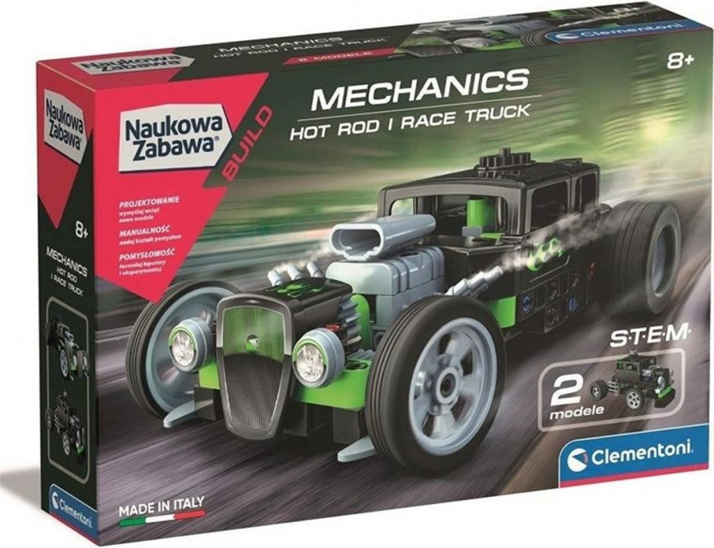 CLEMENTONI Science&Play Mechanická laboratoř Hot Rod a Race Truck 50792