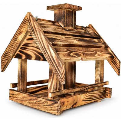 BerryHome Velké dřevěné krmítko pro ptáky s řetízkem 38 × 35 × 40 cm – Hledejceny.cz