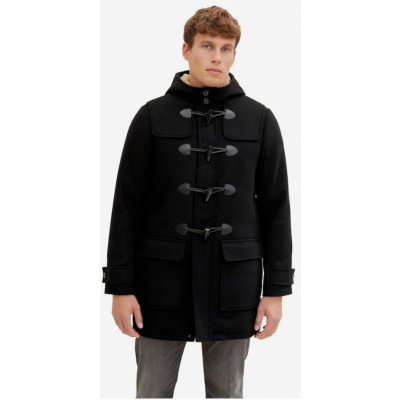 Tom Tailor pánský zimní kabát s kapucí a příměsí vlny černý – Zboží Mobilmania