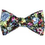 Quentino bavlněný vázací s modro fialovými květy PMVZBA04 černý – Zboží Dáma