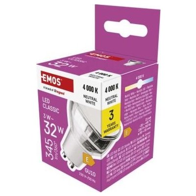 Emos LED žárovka Classic MR16 GU10 3 W 32 W 345 lm neutrální bílá ZQ8E18 – Zboží Mobilmania