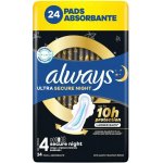 Always Ultra Secure Night Hygienické vložky s křidélky 24 ks – Hledejceny.cz
